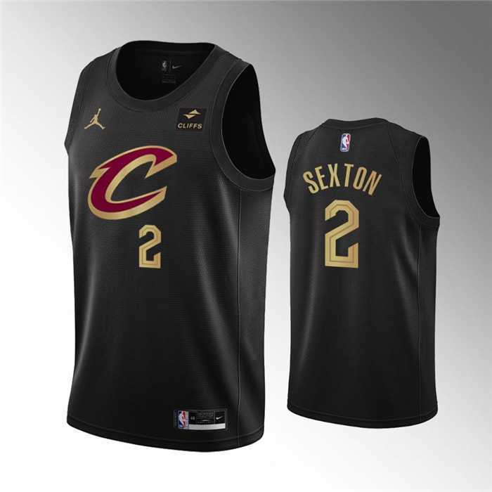 Men%27s Cleveland Cavaliers #2 Collin Sexton Black Statement Edition Stitched Basketball Jersey Dzhi